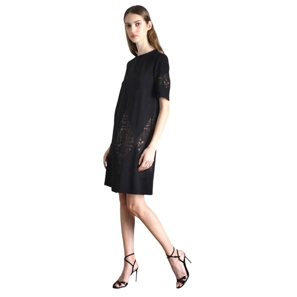 Max Mara Studio Cady lace shift‎ dress black sz 10